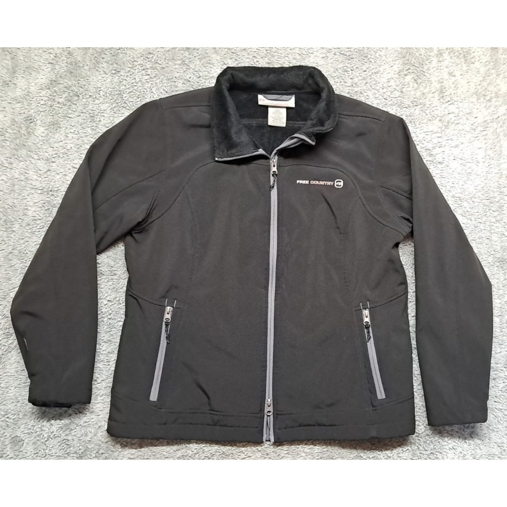 Free Country Jackets Womens Large Soft Shell Mock Neck Pockets Full Zip Lined